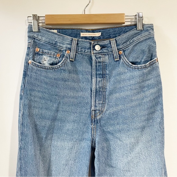 Levi’s Women Big E Ribcage Straight Ankle Size 27 Jeans Destroyed - Picture 4 of 7